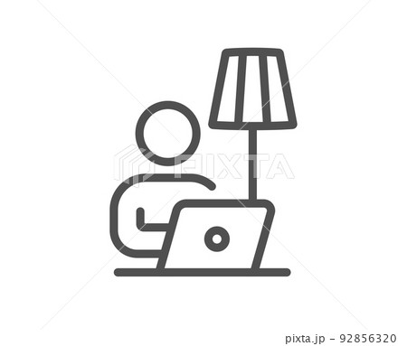 Floor lamp line icon. Home light sign. Interior illuminate symbol. Quality design element. Linear style floor lamp icon. Editable stroke. Vector 92856320