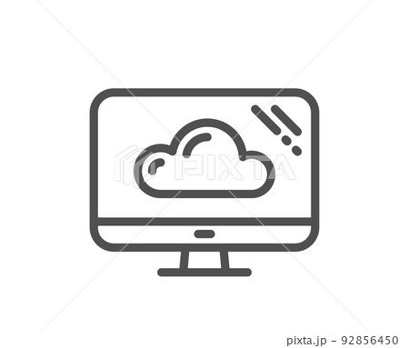 Computer line icon. Cloud storage service sign. Monitor symbol. Quality design element. Linear style cloud storage icon. Editable stroke. Vector Computer line icon. Cloud storage service sign. Monitor symbol. Quality design element. Linear style cloud storage icon. Editable stroke. Vector 92856450