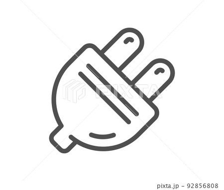 Electric plug line icon. Energy sign. Electricity power symbol. Quality design element. Linear style electric plug icon. Editable stroke. Vector 92856808