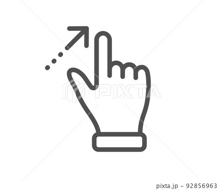 Touchscreen gesture line icon. Slide arrow sign. Swipe action symbol. Quality design element. Linear style touchscreen gesture icon. Editable stroke. Vector 92856963