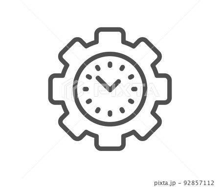 Time management line icon. Clock sign. Gear symbol. Quality design element. Linear style time management icon. Editable stroke. Vector Time management line icon. Clock sign. Gear symbol. Quality design element. Linear style time management icon. Editable stroke. Vector 92857112