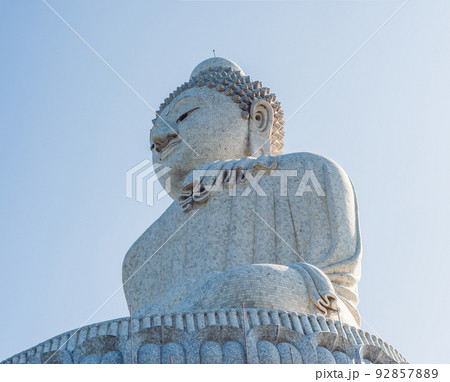 Big Buddha statue Was built on a high hilltop of Phuket Thailand Can be seen from a distance 92857889