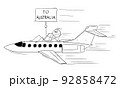 Person Traveling to Australia, Vector Cartoon Stick Figure Illustration 92858472
