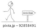 Person Walking Wrong Way to Success, Vector Cartoon Stick Figure Illustration 92858491