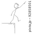 Person Looking Up and Falling Down, Vector Cartoon Stick Figure Illustration 92858501