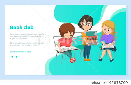 Reading School Children Book Club Vector Image Reading School Children Book Club Vector Image 92858700