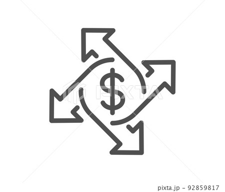 Payment exchange line icon. Dollar sign. Finance transfer symbol. Quality design element. Linear style payment exchange icon. Editable stroke. Vector 92859817