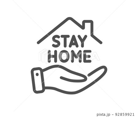 Stay home line icon. Coronavirus pandemic quarantine sign. Save lives symbol. Quality design element. Linear style stay home icon. Editable stroke. Vector Stay home line icon. Coronavirus pandemic quarantine sign. Save lives symbol. Quality design element. Linear style stay home icon. Editable stroke. Vector 92859921
