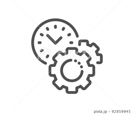 Time management line icon. Clock sign. Gear symbol. Quality design element. Linear style time management icon. Editable stroke. Vector 92859945