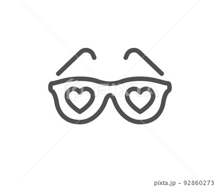 Glasses with hearts line icon. Valentines day spectacles sign. Love accessory symbol. Quality design element. Linear style love glasses icon. Editable stroke. Vector Glasses with hearts line icon. Valentines day spectacles sign. Love accessory symbol. Quality design element. Linear style love glasses icon. Editable stroke. Vector 92860273