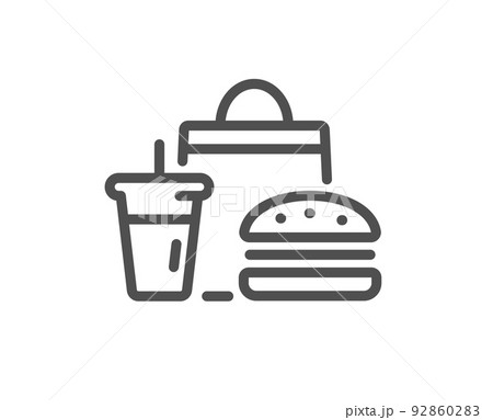 Food delivery line icon. Meal order sign. Fast food symbol. Quality design element. Linear style fast food icon. Editable stroke. Vector 92860283