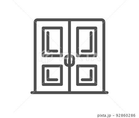 Door line icon. Building entrance sign. Exit doorway symbol. Quality design element. Linear style door icon. Editable stroke. Vector 92860286