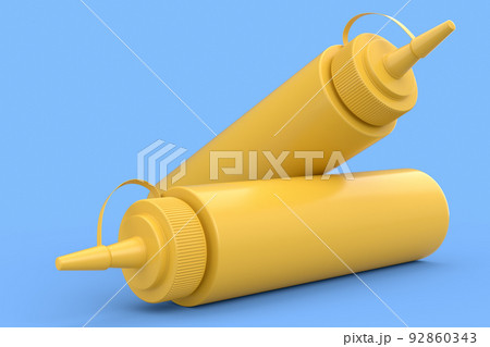 Set of plastic bottle of italian salsa verde sauce isolated on blue background. 92860343