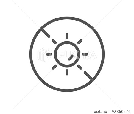 No sun line icon. Uv protect sign. Sunscreen effect symbol. Quality design element. Linear style no sun icon. Editable stroke. Vector No sun line icon. Uv protect sign. Sunscreen effect symbol. Quality design element. Linear style no sun icon. Editable stroke. Vector 92860576