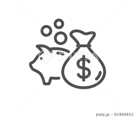 Loan line icon. Business mortgage sign. Piggy bank symbol. Quality design element. Linear style loan icon. Editable stroke. Vector 92860852