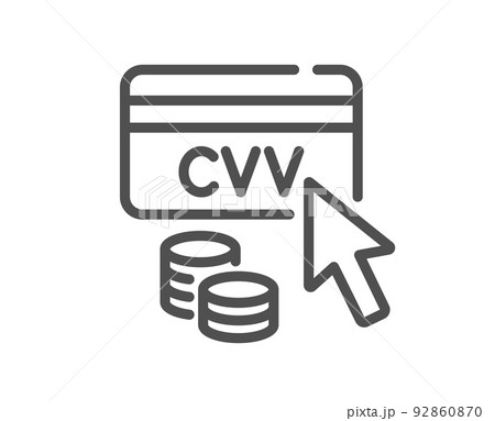CVV code line icon. Credit card sign. Online money symbol. Quality design element. Linear style cVV code icon. Editable stroke. Vector 92860870