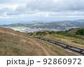 Great Orme Trams are linked by cable which makes it possible for the one tram to pull the other up 92860972