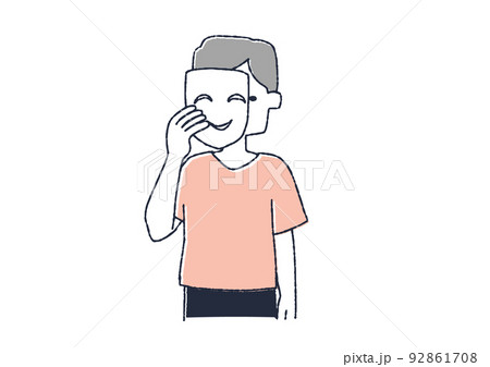 仮面をかぶっている男性　精神衛生面に不安を抱える人々 92861708