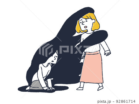 自分の精神状態に他人を巻き込む人　精神面での回復や治療の段階ごとのイラスト 92861714