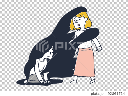 自分の精神状態に他人を巻き込む人　精神面での回復や治療の段階ごとのイラスト 92861714