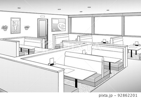漫画風ペン画イラスト 店舗_ファミレス 漫画風ペン画イラスト 店舗_ファミレス 92862201