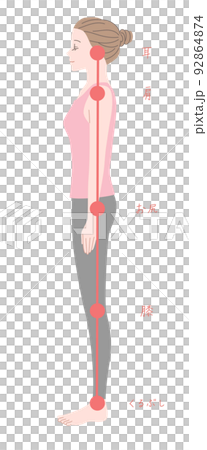 姿勢がいい女性の全身イラスト素材 92864874