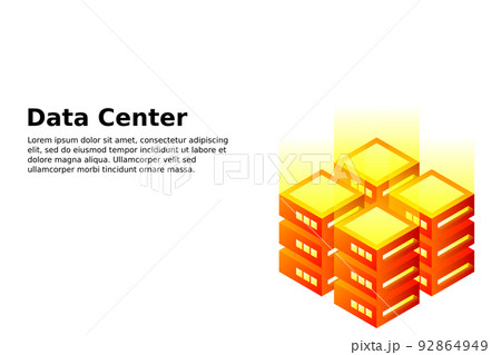 Datacenter isometric vector illustration. Abstract 3d hosting server or data center room background. Network or mainframe infrastructure website header layout 92864949