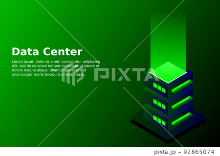 Datacenter isometric vector illustration. Abstract 3d hosting server or data center room background. Network or mainframe infrastructure website header layout Datacenter isometric vector illustration. Abstract 3d hosting server or data center room background. Network or mainframe infrastructure website header layout 92865074