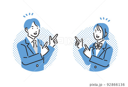 人物 指をさす高校生の男女アイコンセット 人物 指をさす高校生の男女アイコンセット 92866136