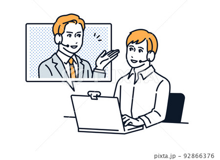 PCでオンライン相談をする男性のベクターイラスト素材 PCでオンライン相談をする男性のベクターイラスト素材 92866376