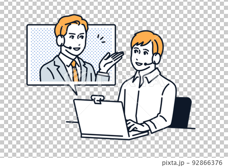 PCでオンライン相談をする男性のベクターイラスト素材 PCでオンライン相談をする男性のベクターイラスト素材 92866376