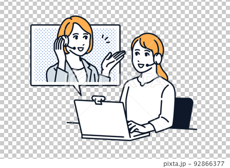 Vector illustration material of a woman consulting online on a PC 92866377