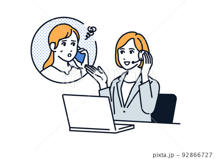 相談を受けるサポートセンターの女性のベクターイラスト素材 相談を受けるサポートセンターの女性のベクターイラスト素材 92866727