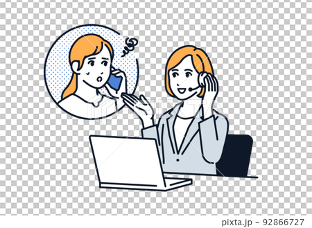 相談を受けるサポートセンターの女性のベクターイラスト素材 相談を受けるサポートセンターの女性のベクターイラスト素材 92866727