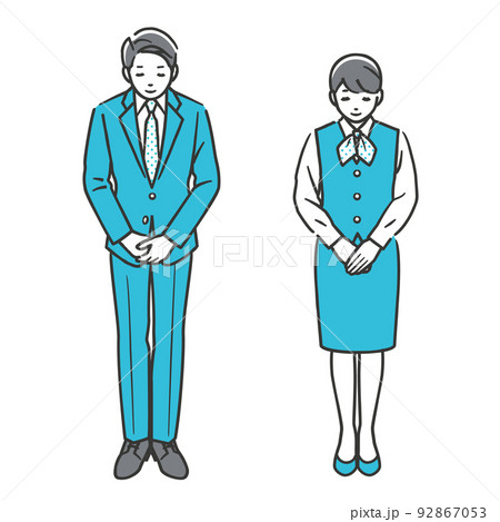 お辞儀をする男性と女性 92867053