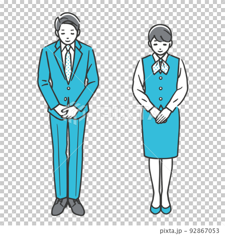 お辞儀をする男性と女性 92867053