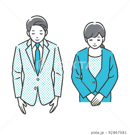 お辞儀をする男性と女性 92867081