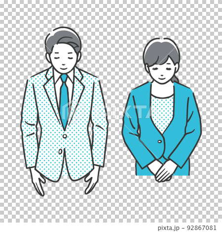 お辞儀をする男性と女性 92867081