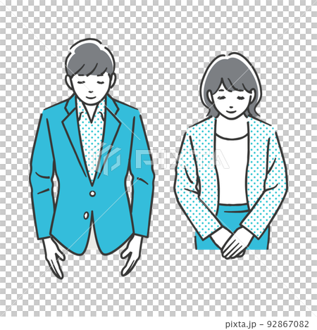 お辞儀をする男性と女性 92867082