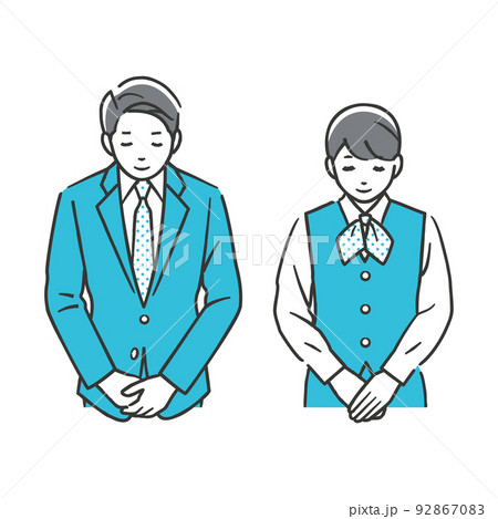お辞儀をする男性と女性 92867083