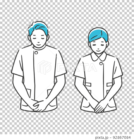 福利和醫務工作者鞠躬 92867084