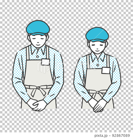 お辞儀をする店員 お辞儀をする店員 92867089