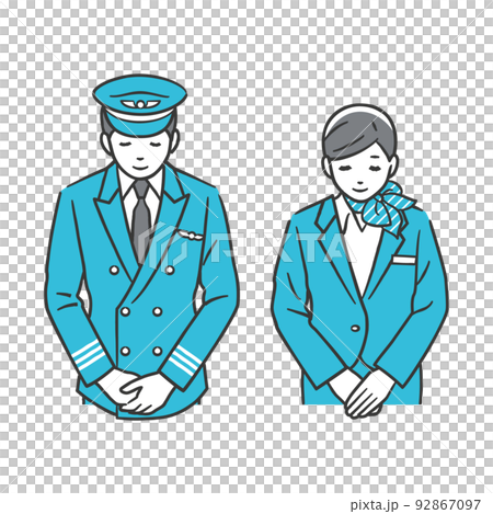 Bowing captain and cabin crew 92867097