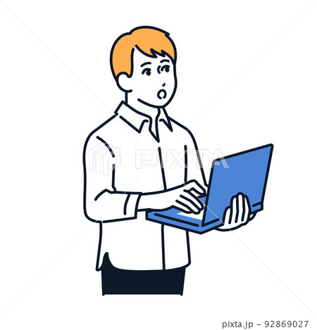 驚く若い男性のベクターイラスト素材 92869027