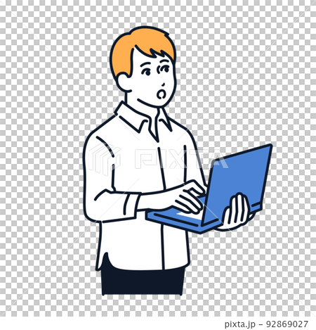 驚く若い男性のベクターイラスト素材 92869027