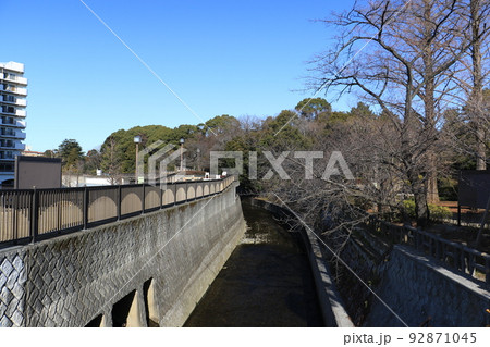 東京都中野区を流れる妙正寺川の風景 92871045