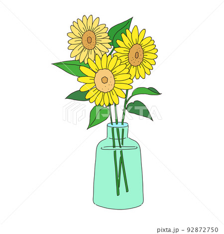 花瓶に生けられたひまわりの花 ベクターイラストのイラスト素材