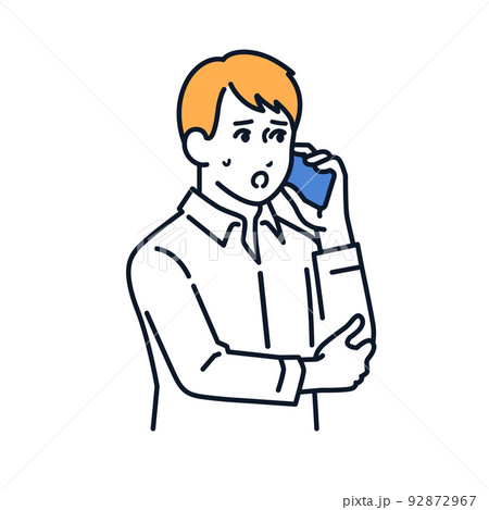 スマホで電話する若い男性のベクターイラスト素材 92872967