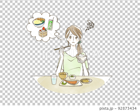 物足りない食事をしている女性 92873434