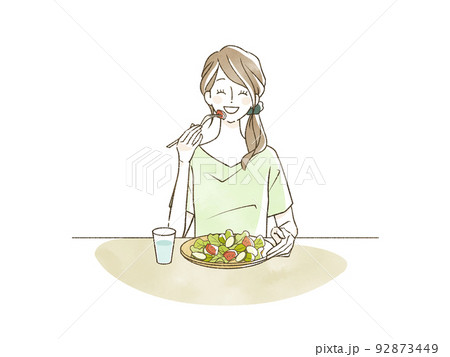 サラダを食べている女性 92873449